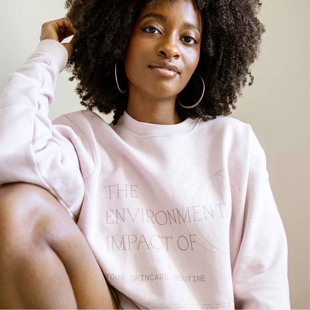 Versed spread the word oversized pink crewneck sweatshirt